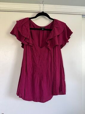 torrid Berry Pink Ruffle V-Neck Blouse